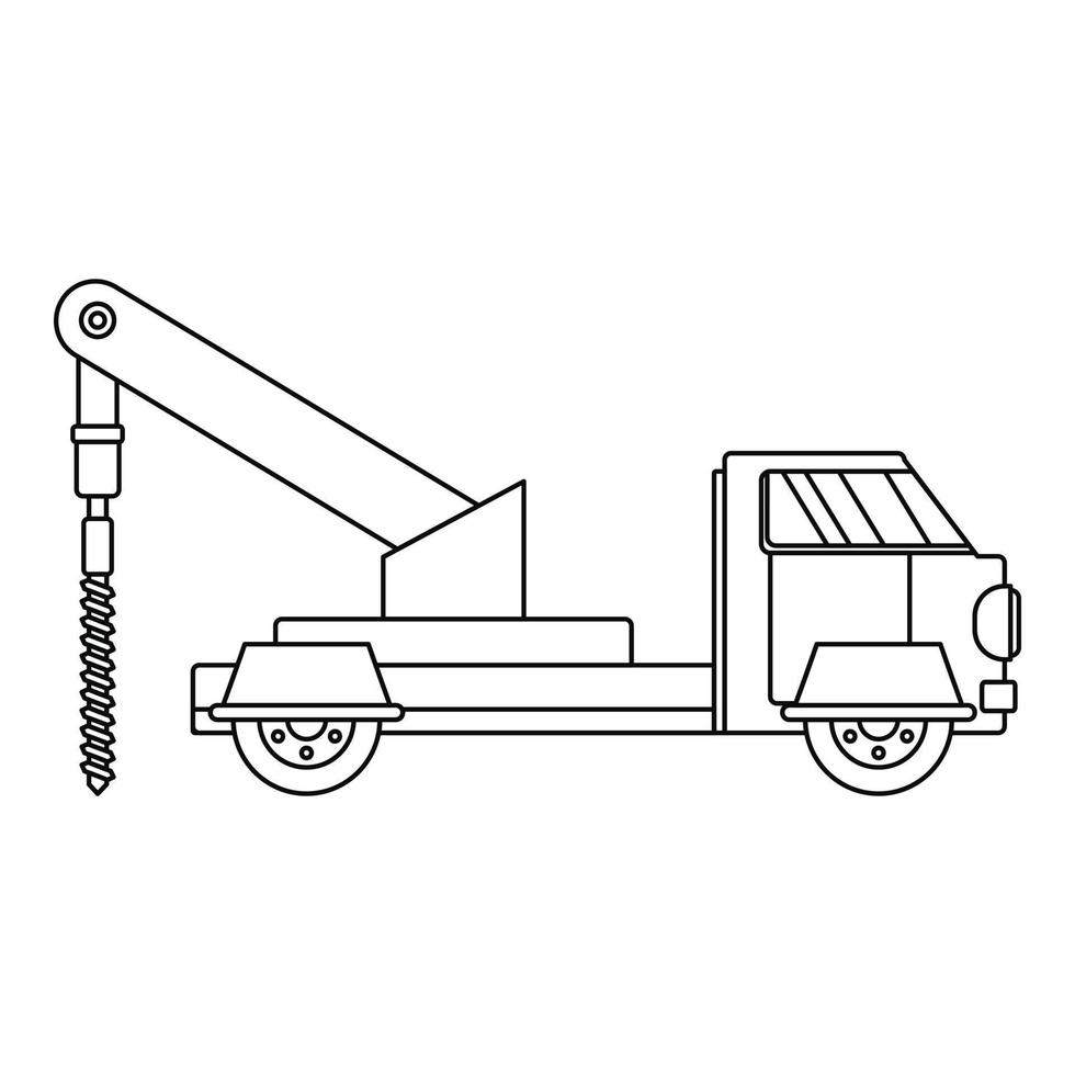 icono de taladro de camión, estilo de esquema vector