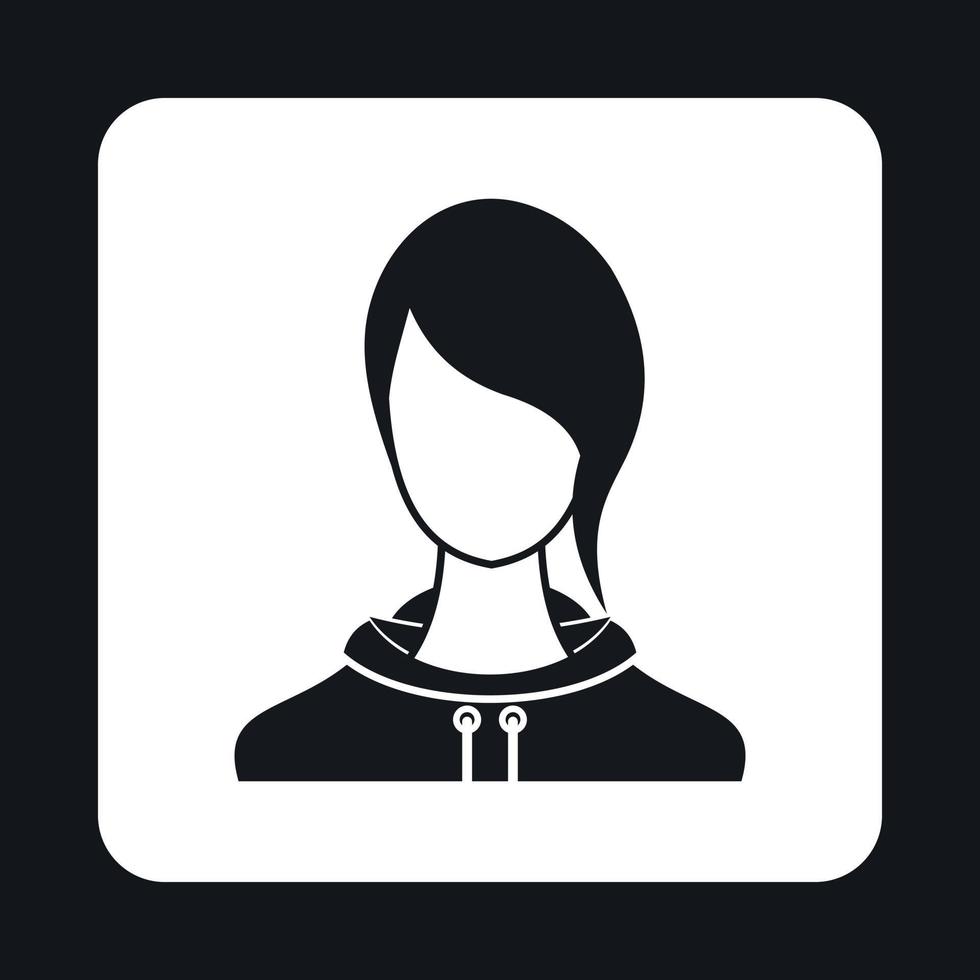 Girl avatar icon, simple style vector