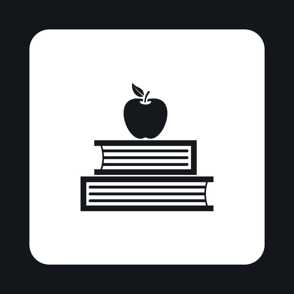 Two books and apple icon, simple style vector