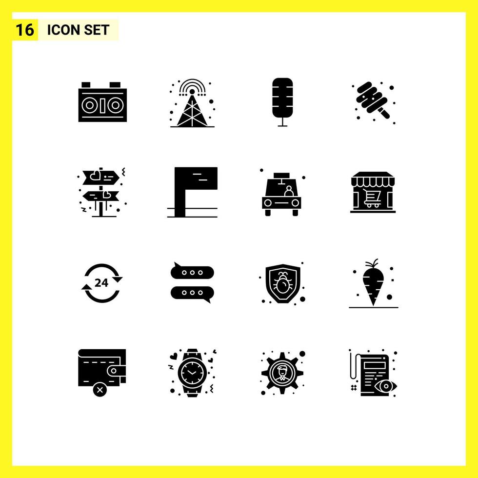 16 Creative Icons Modern Signs and Symbols of love board commentator candy marshmallow Editable Vector Design Elements