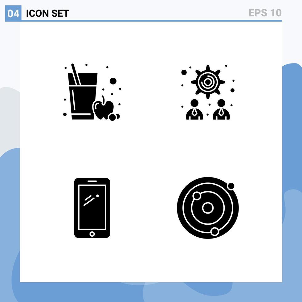 grupo de 4 glifos sólidos modernos establecidos para jugo de manzana huawei administración teléfono astronomía elementos de diseño vectorial editables vector