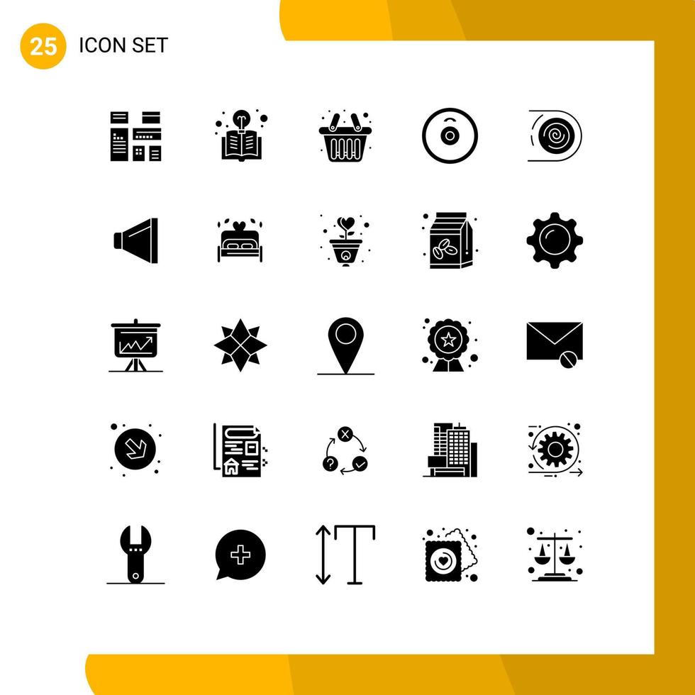 User Interface Pack of 25 Basic Solid Glyphs of disruptive circulation basket abstract plates Editable Vector Design Elements
