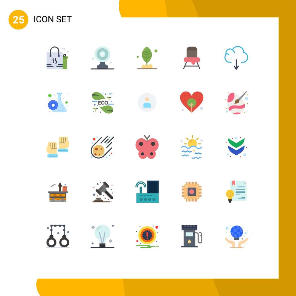 Modern Set of 25 Flat Colors and symbols such as data feeding news target chair motivation Editable Vector Design Elements
