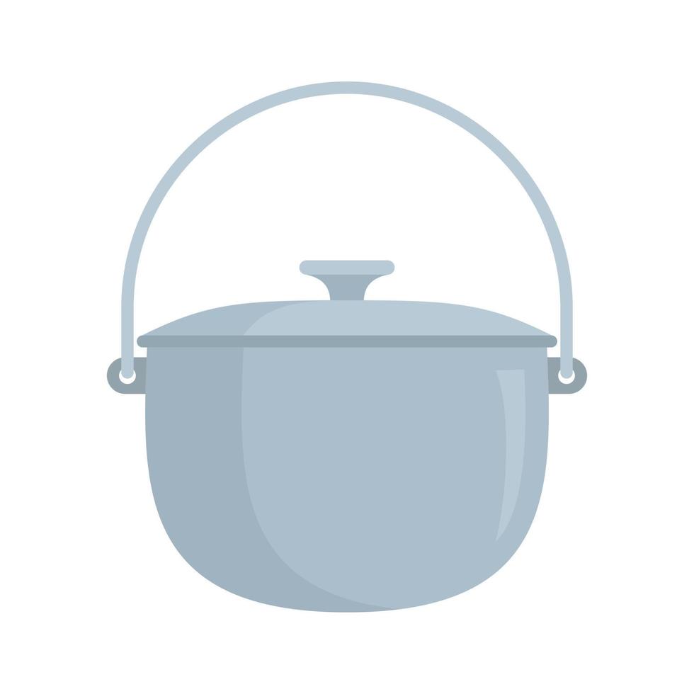 Camp cauldron icon, flat style vector