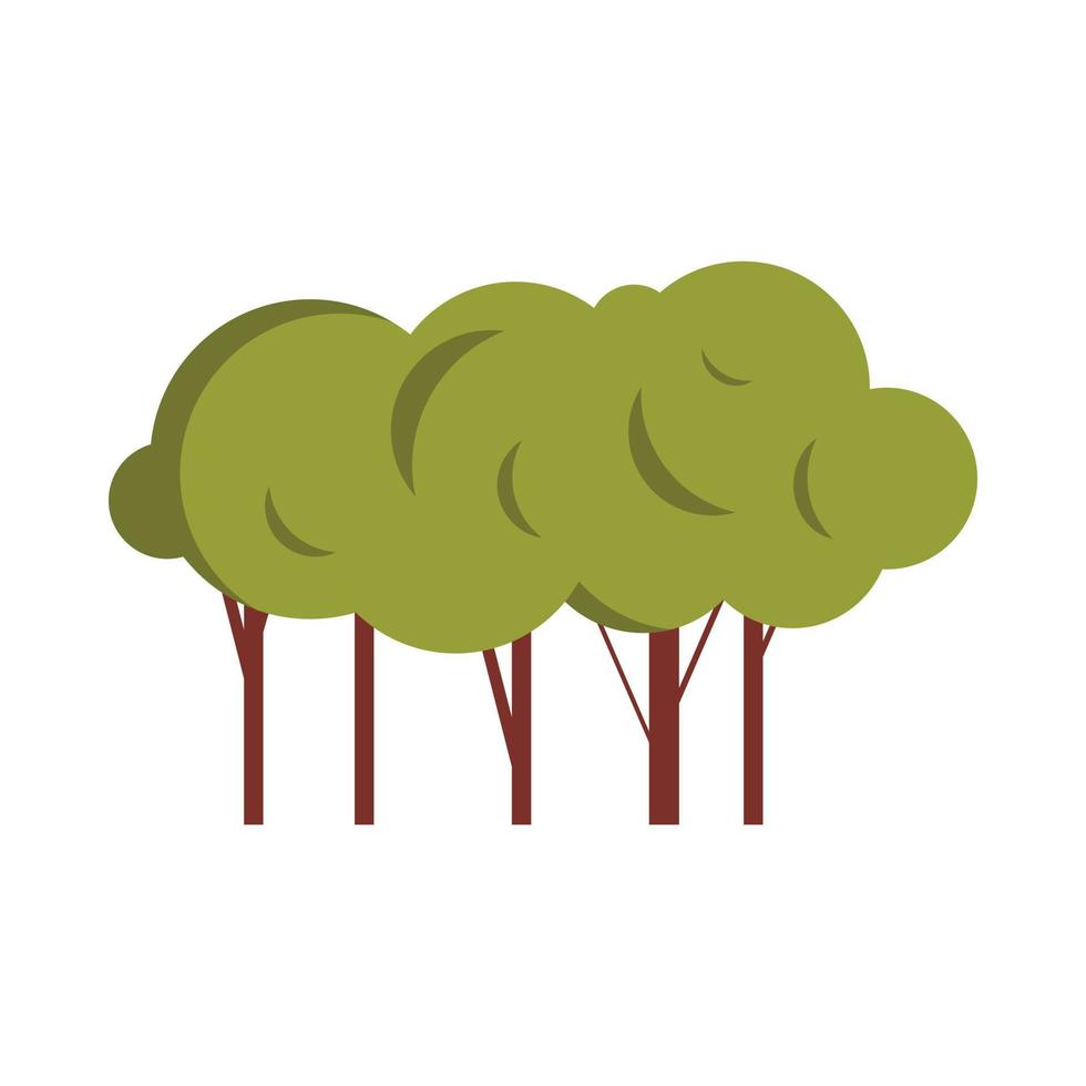 Green trees icon, flat style vector
