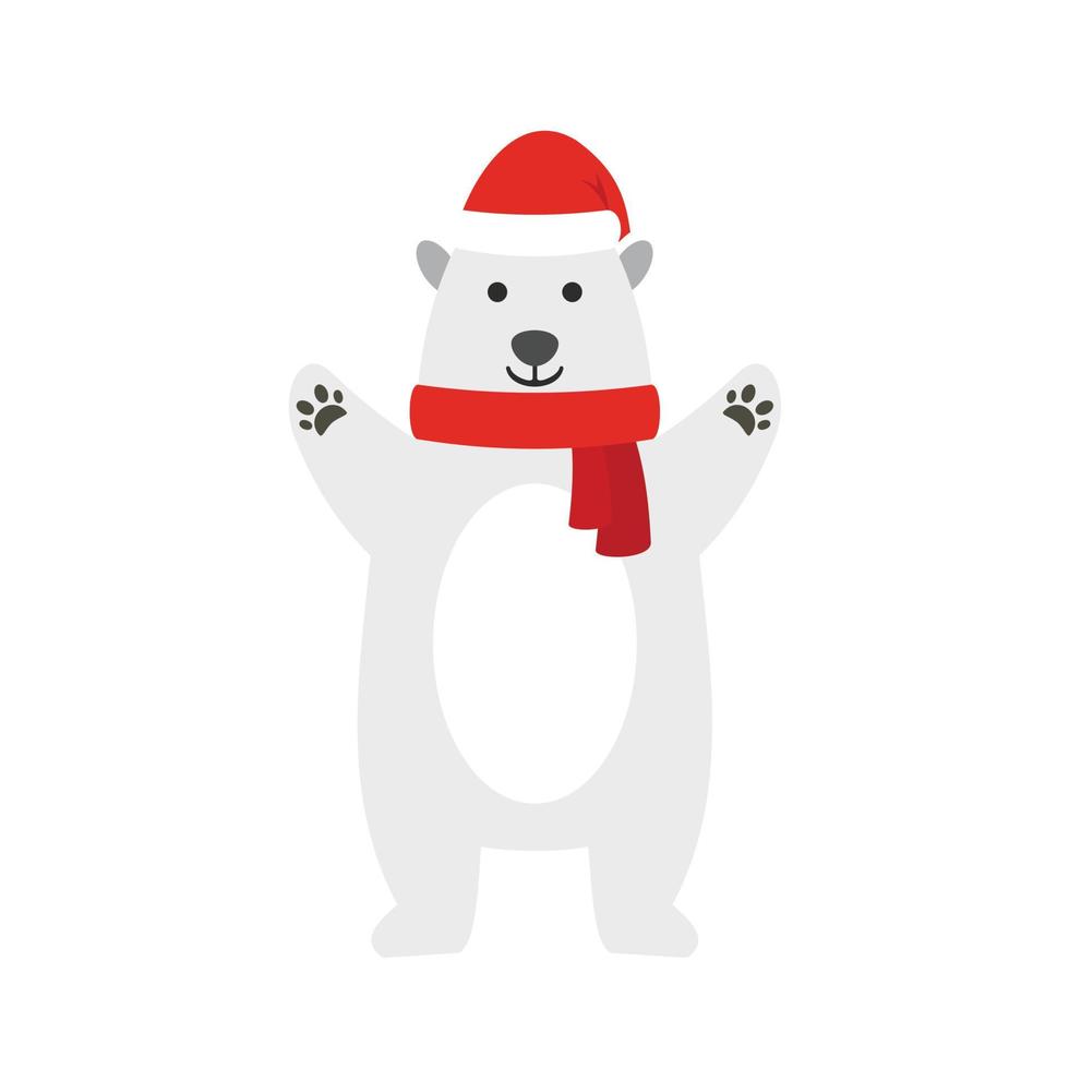 icono de navidad de oso polar, estilo plano vector