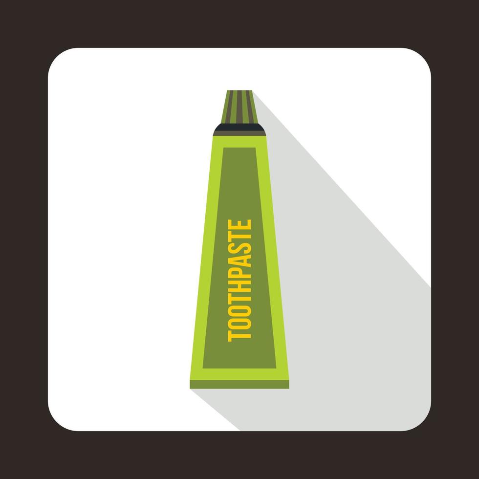 Toothpaste in a green tube icon, flat style vector