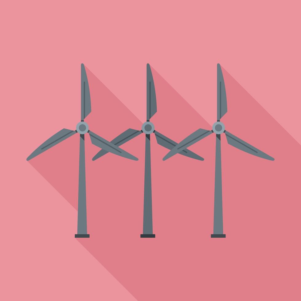 Wind turbine energy icon, flat style vector