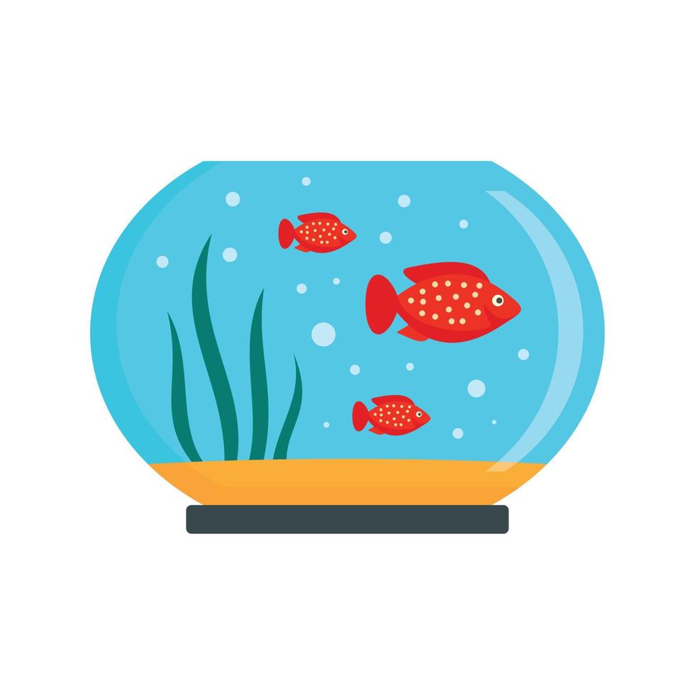 icono de acuario de peces rojos, estilo plano vector