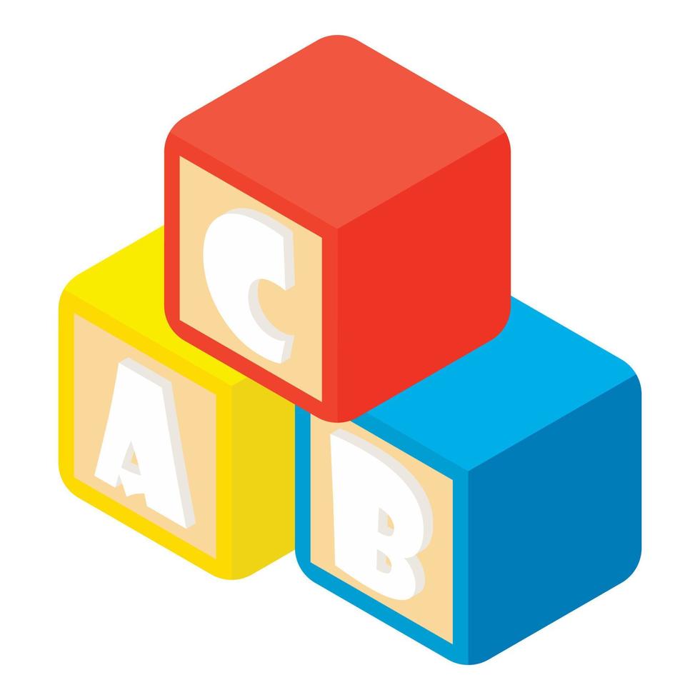 Alphabet cubes with letters icon, cartoon style vector