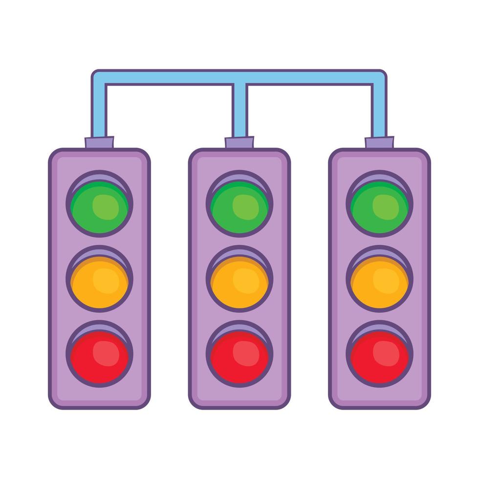 Racing traffic lights icon, cartoon style vector