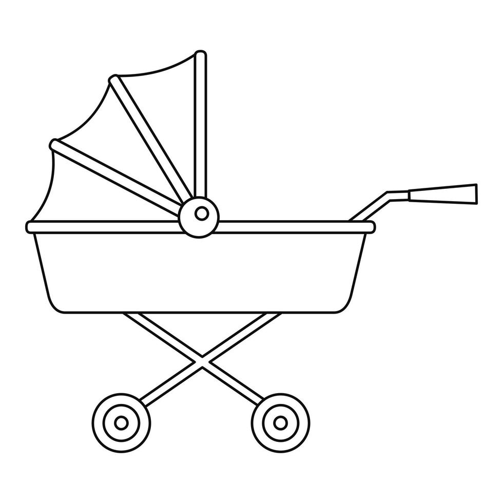 Retro baby carriage icon, outline style vector