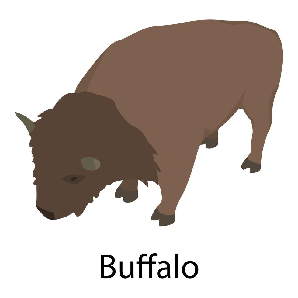 icono de búfalo, estilo isométrico vector