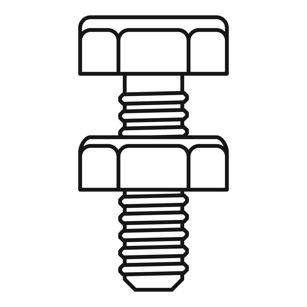 icono de perno de tornillo cromado, estilo de contorno vector