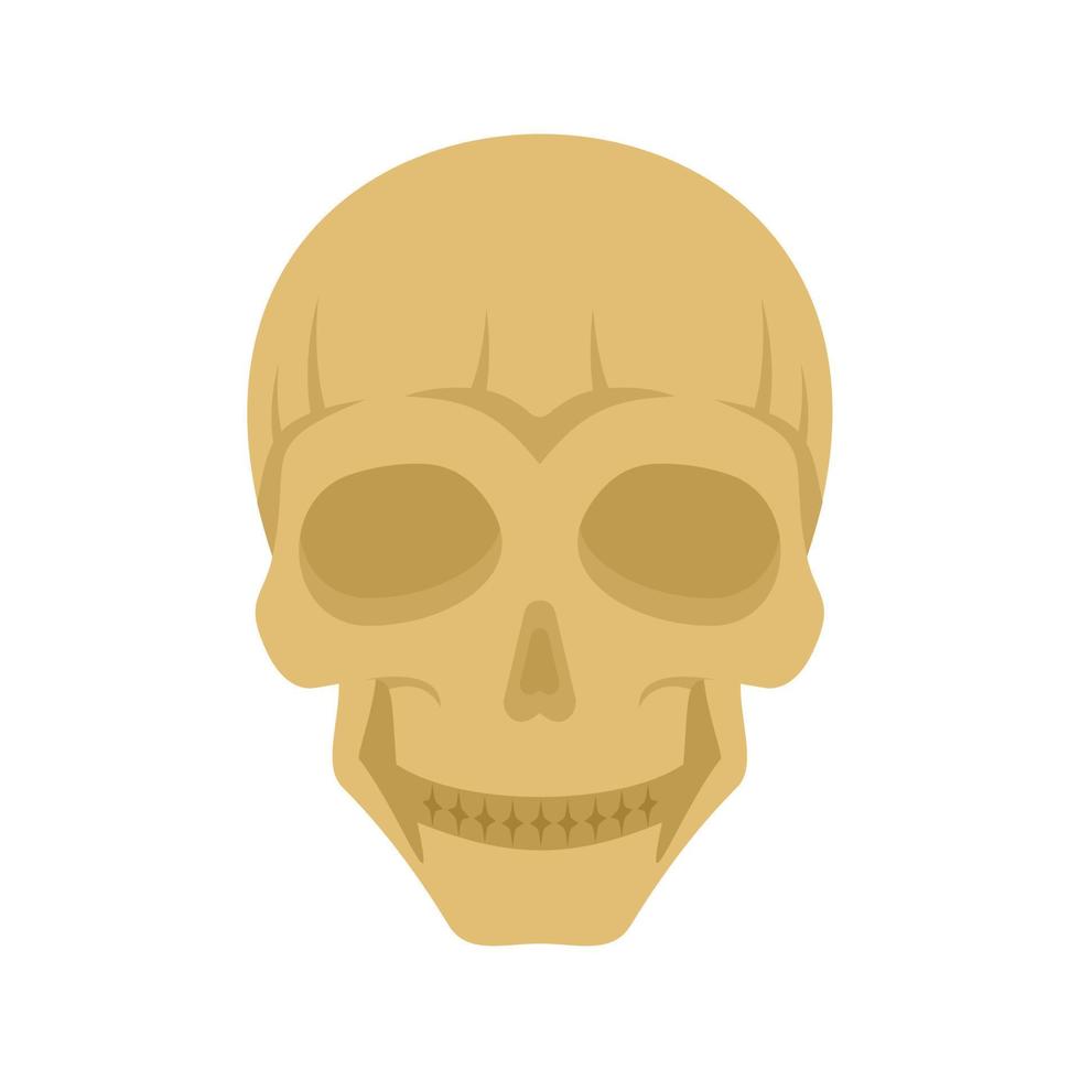 Smiling skull head icon, flat style vector