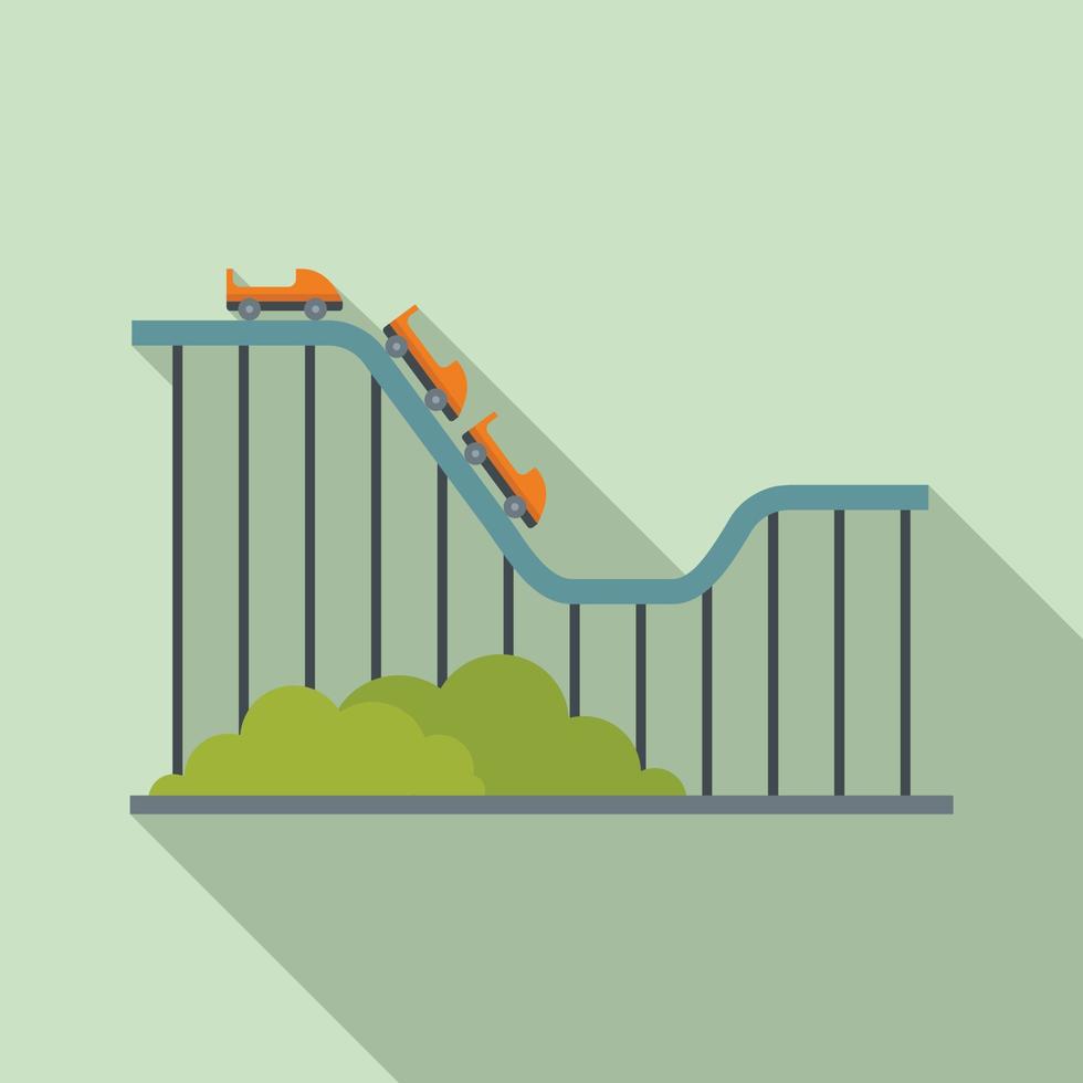 Roller coaster kids icon, flat style vector