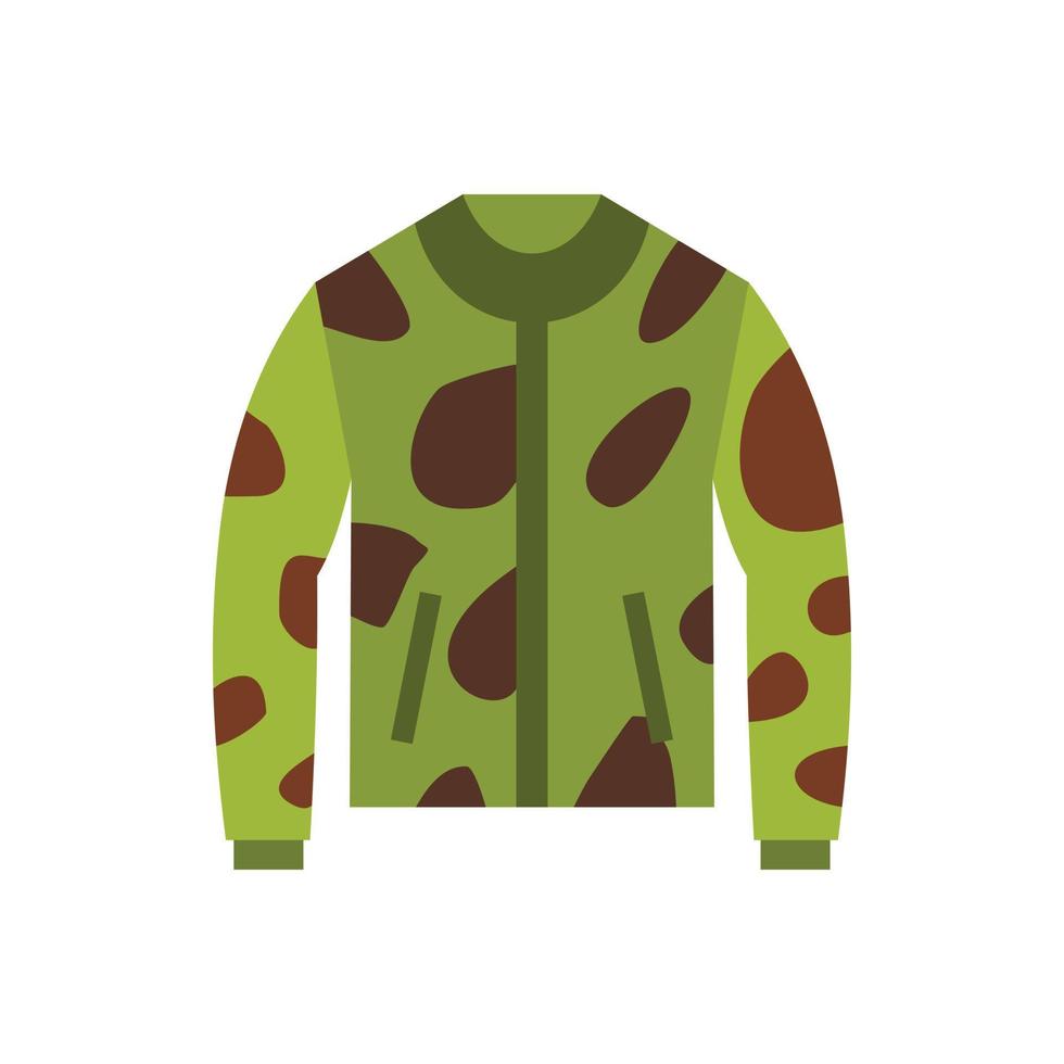 Camouflage jacket icon, flat style vector