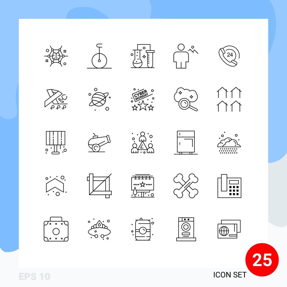 25 Creative Icons Modern Signs and Symbols of land hills chemical science body scientific research Editable Vector Design Elements