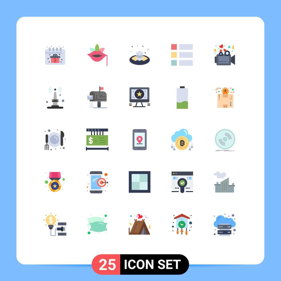 Group of 25 Flat Colors Signs and Symbols for presentation layout sweet image collage Editable Vector Design Elements