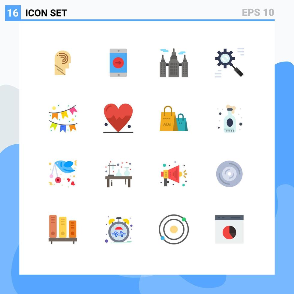 paquete de iconos de vectores de stock de 16 signos y símbolos de línea para la celebración paquete editable de negocios de datos de aplicaciones móviles efectivos de elementos creativos de diseño de vectores