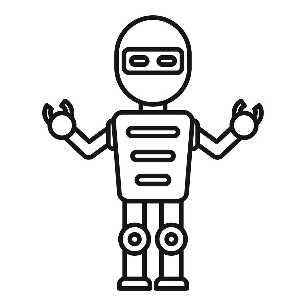 Steel robot icon, outline style vector