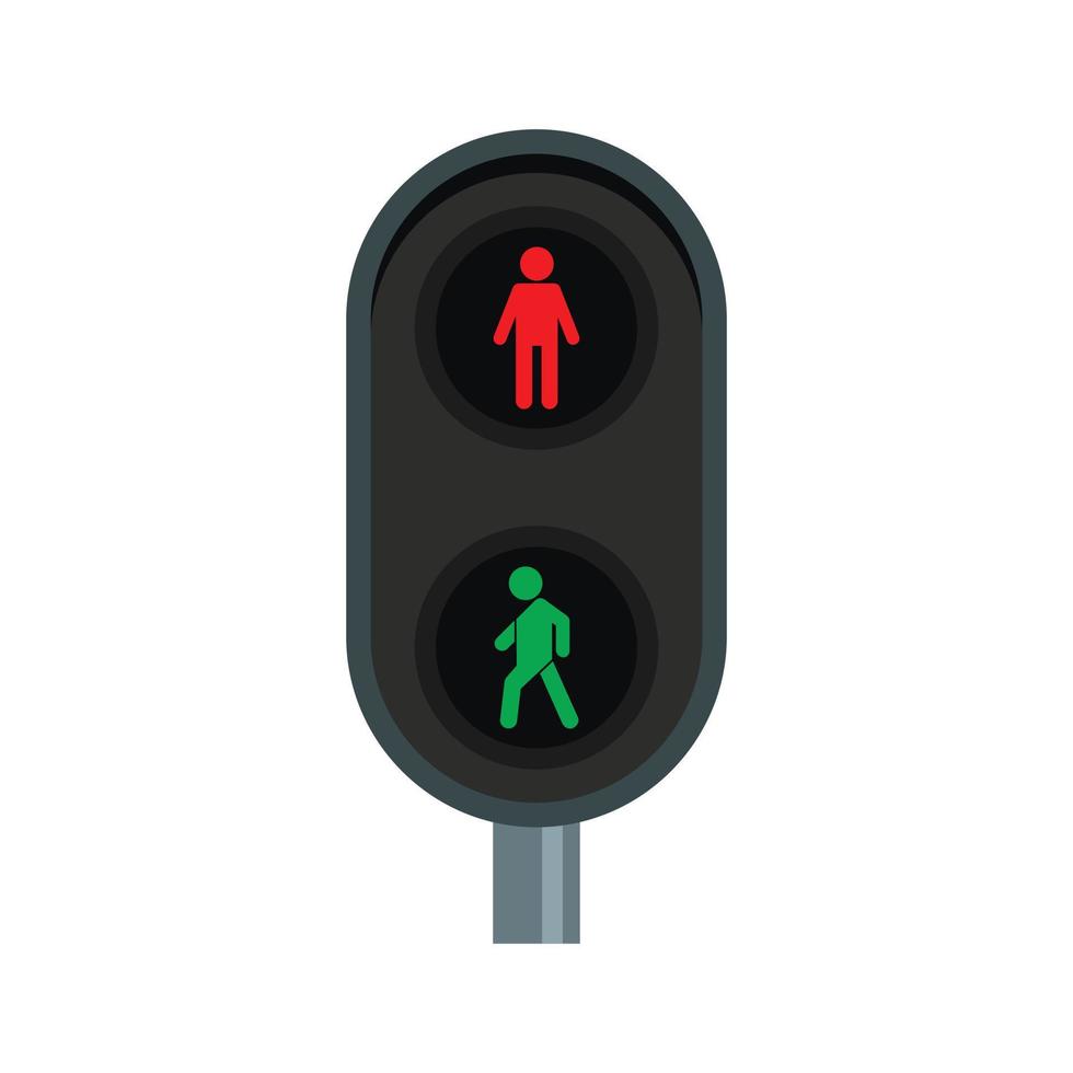 City pedestrian traffic lights icon, flat style vector