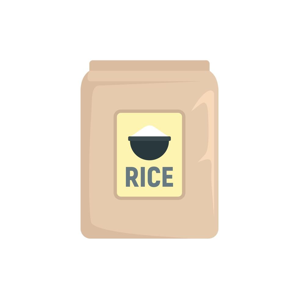 icono de paquete de arroz de mercado, estilo plano vector