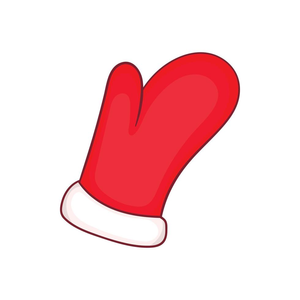 Knitted christmas mitten icon, cartoon style vector