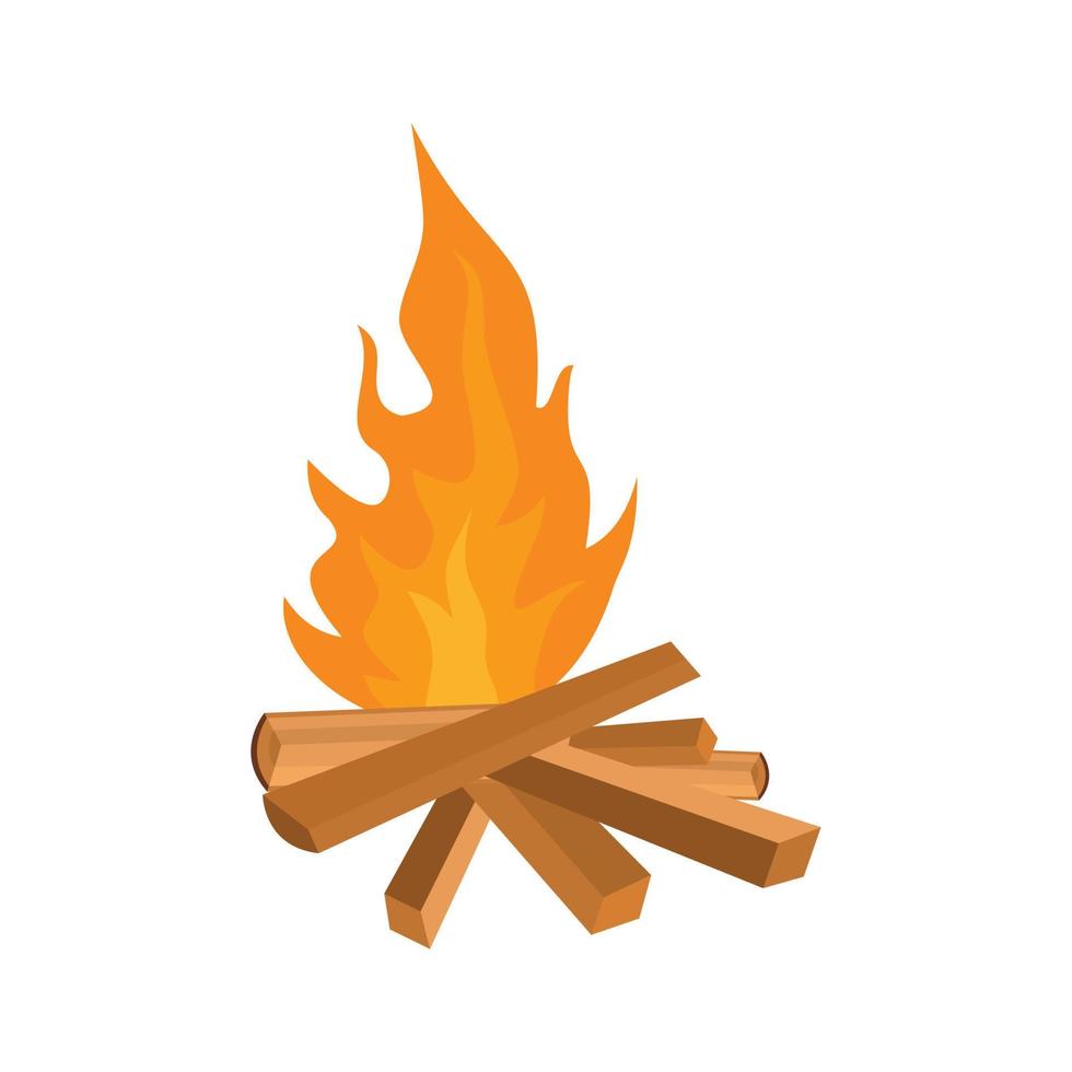 pequeño icono de fuego de madera, estilo plano vector