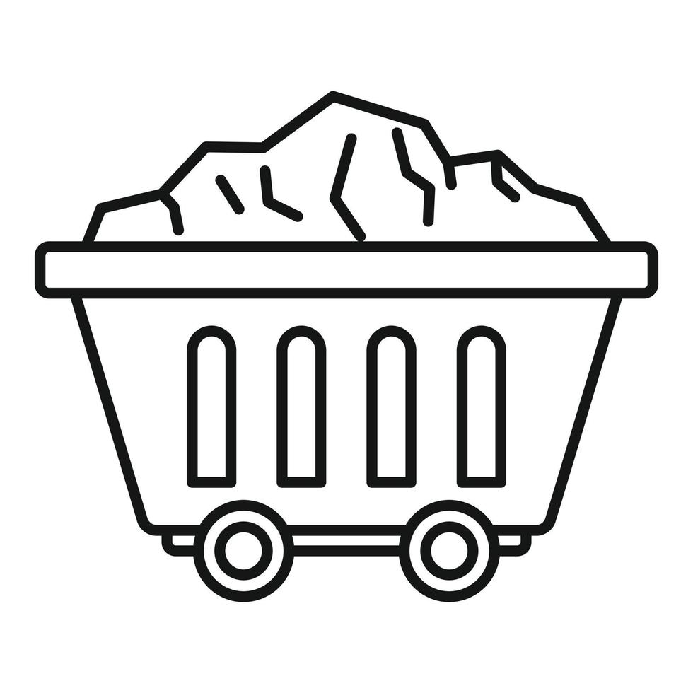 Mine coal wagon icon, outline style vector