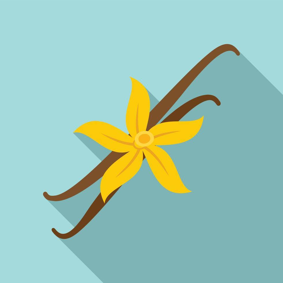 icono de flor de vainilla, estilo plano vector