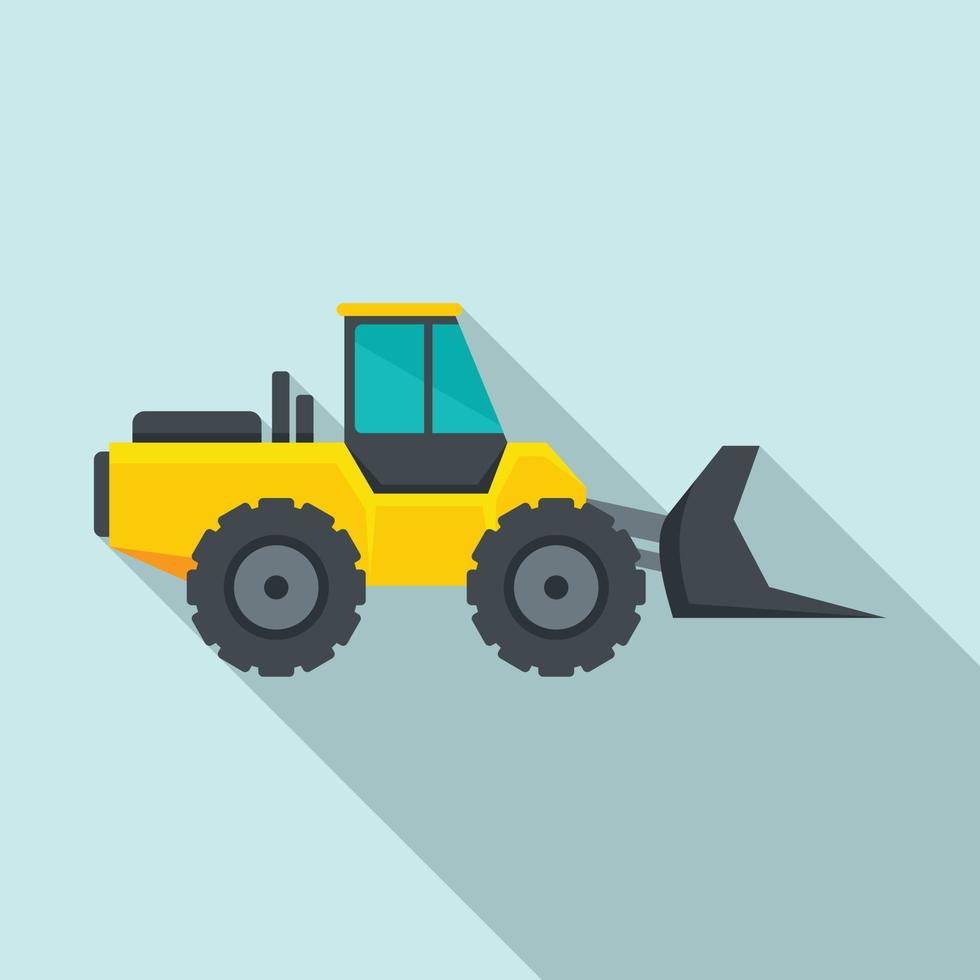 Machinery bulldozer icon, flat style vector