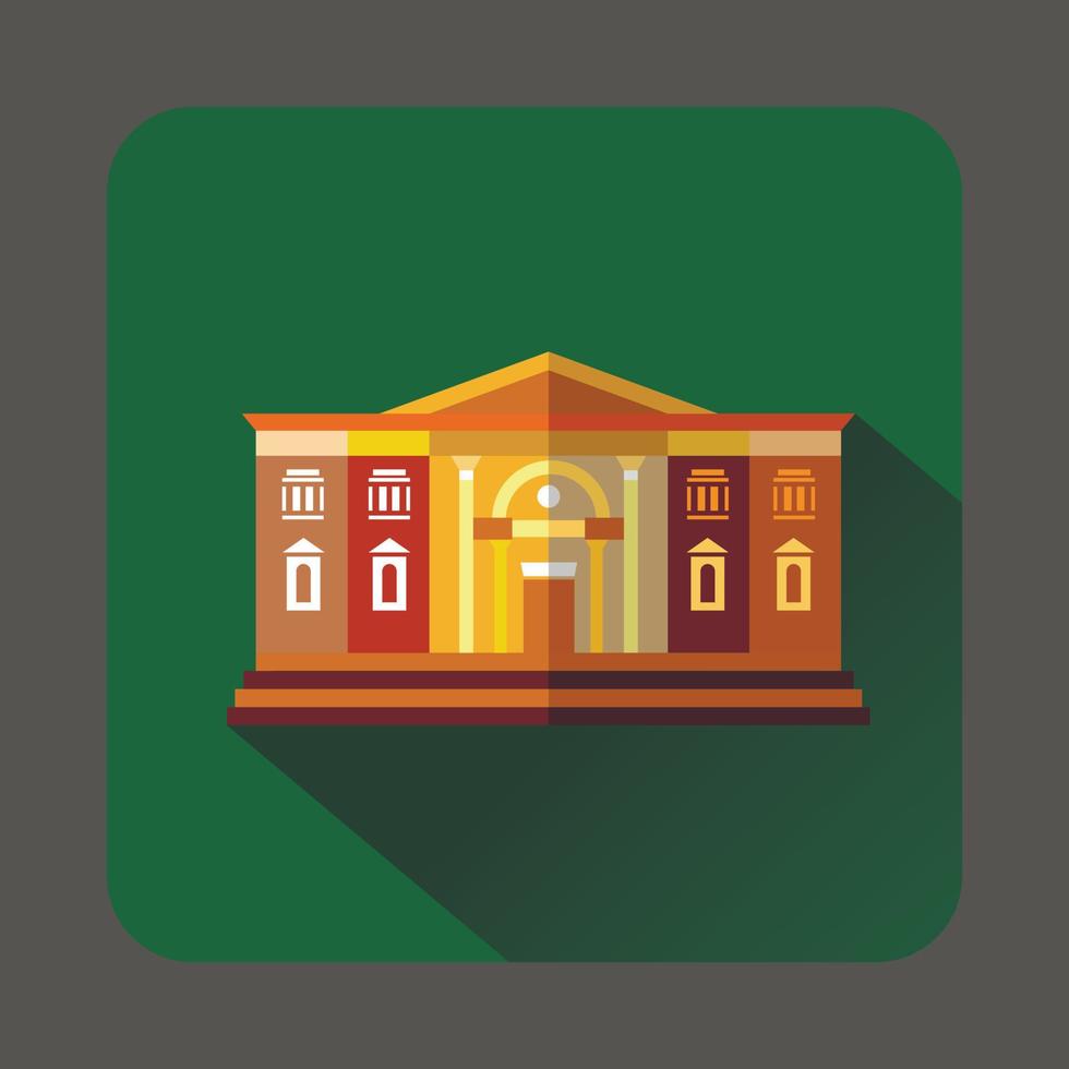 Two storey public building icon, flat style vector