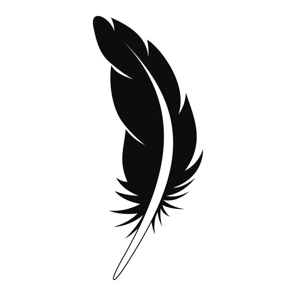 Tattoo feather icon, simple style vector