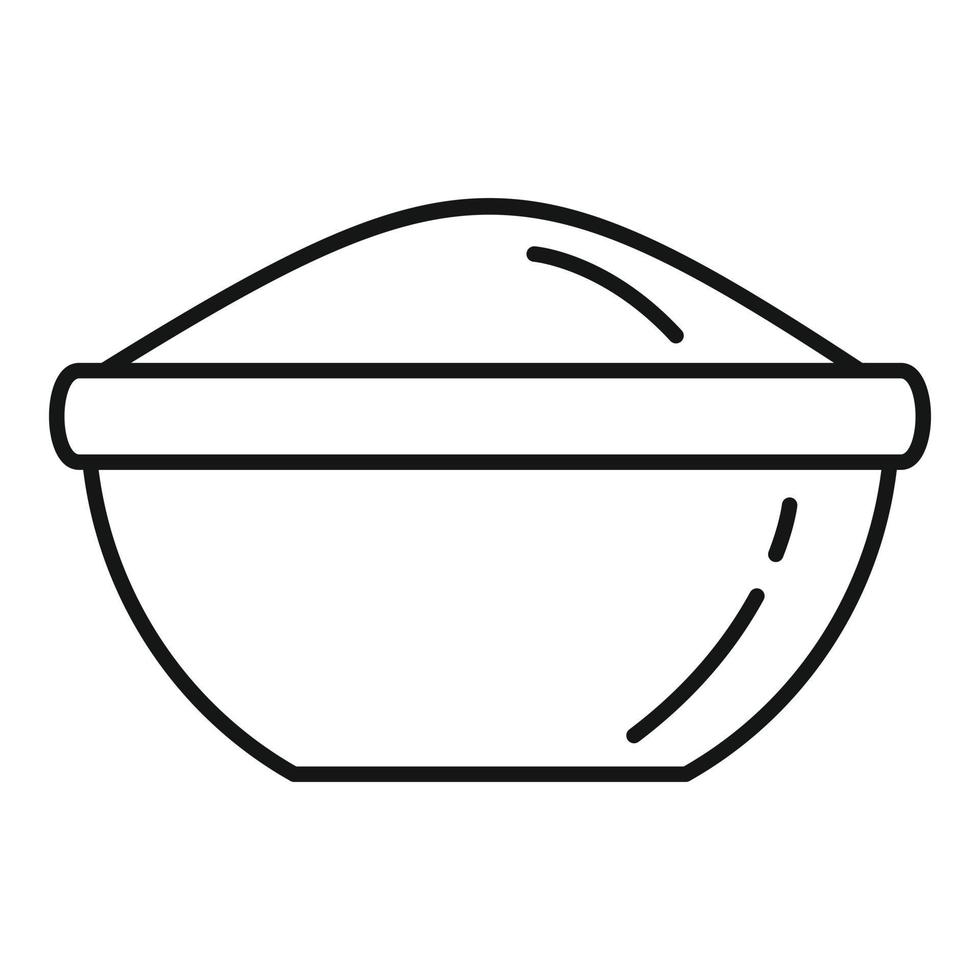 Rice bowl icon, outline style vector