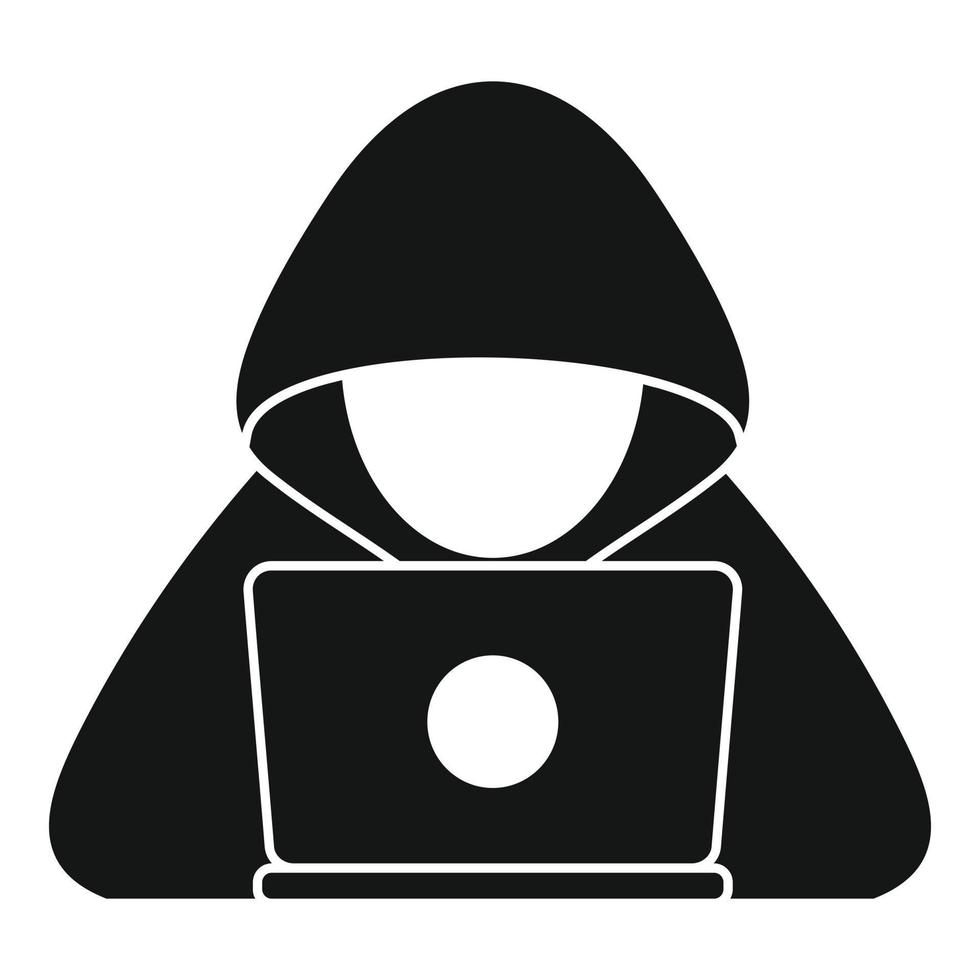 icono de hacker cibernético, estilo simple vector