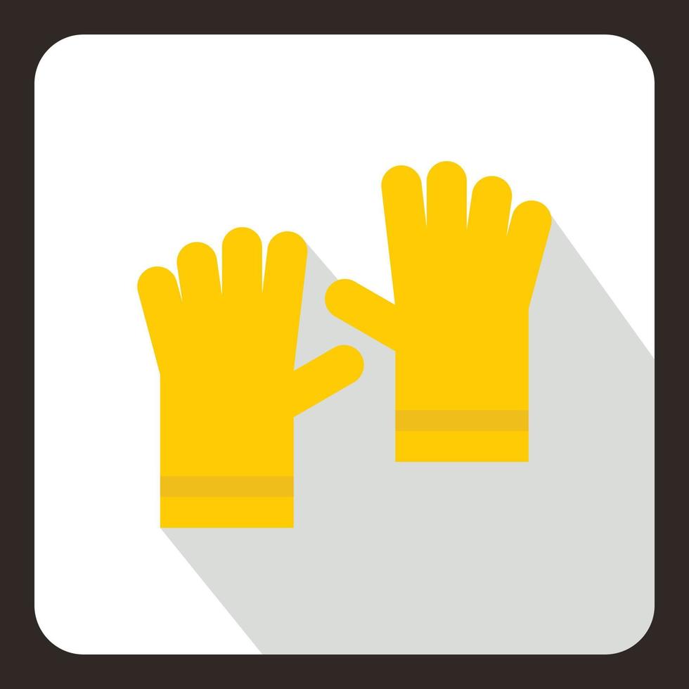 Yellow garden gloves icon, flat style vector