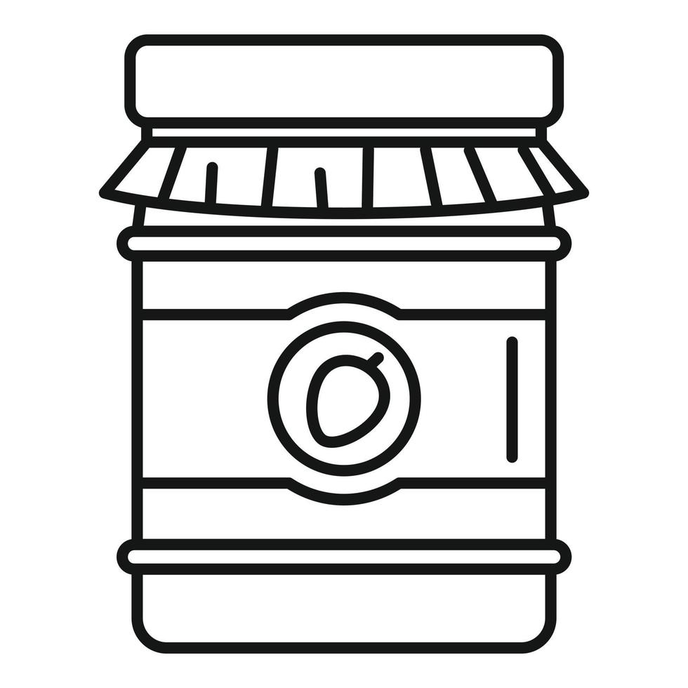 icono de tarro de mermelada de fresa, estilo de esquema vector
