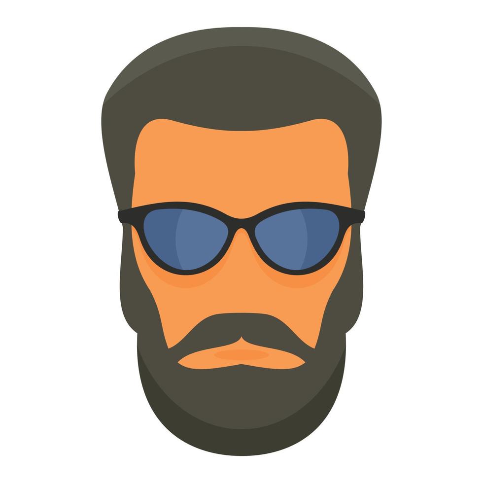 Hipster man face icon, flat style vector