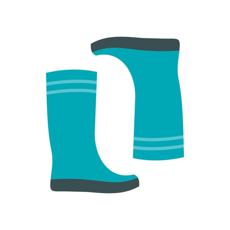 icono de botas de goma azul, tipo plano vector