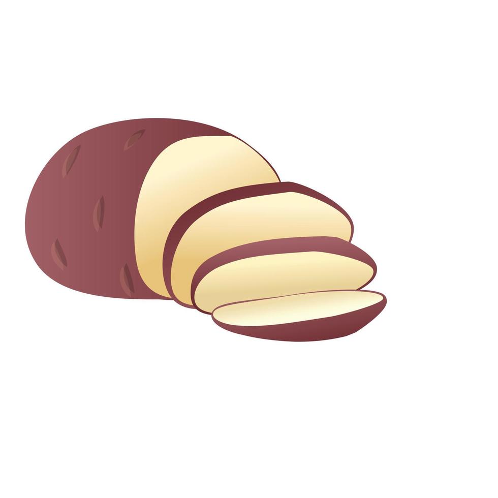 Cutted potato icon, cartoon style vector