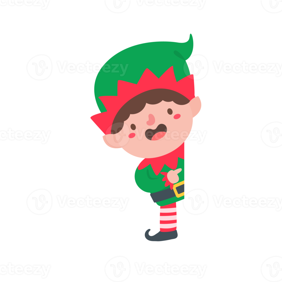 Elf character for decorating Christmas greeting cards. png