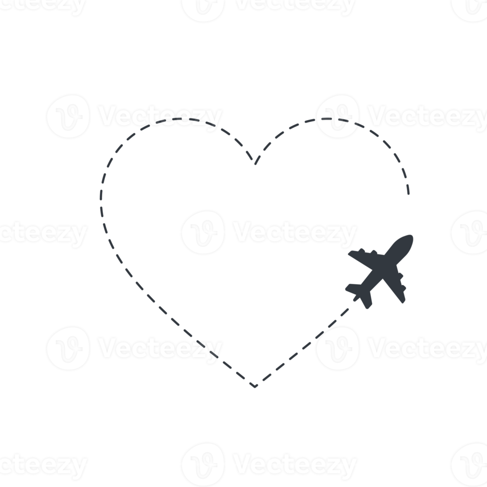 Airplane routes travel icon. Travel from start point and dotted line tracing. png