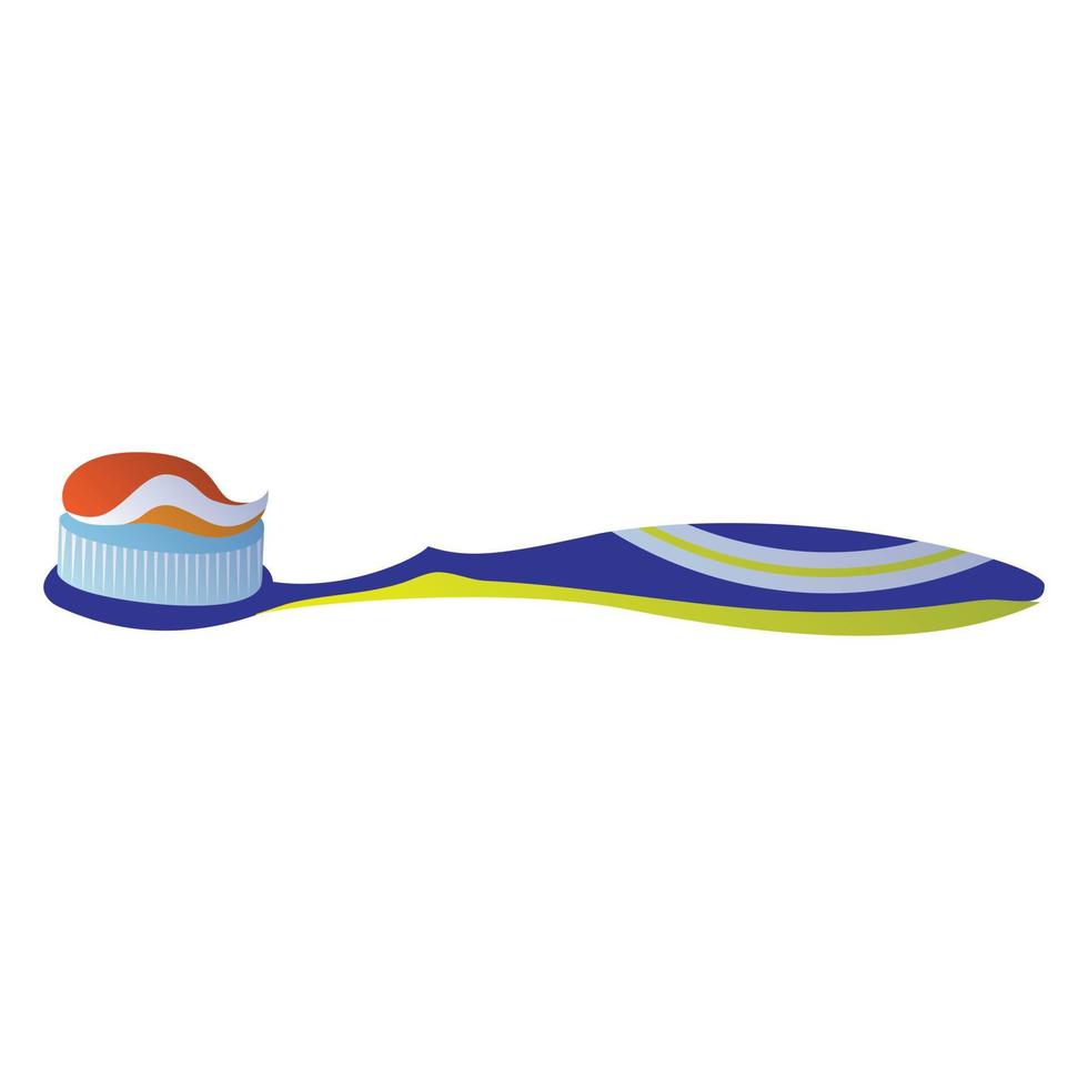 Toothbrush with toothpaste icon, cartoon style vector