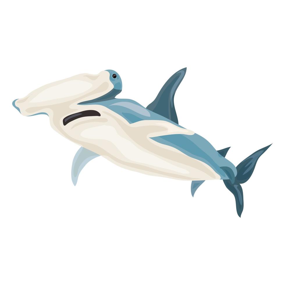Hammerhead shark icon, cartoon style vector