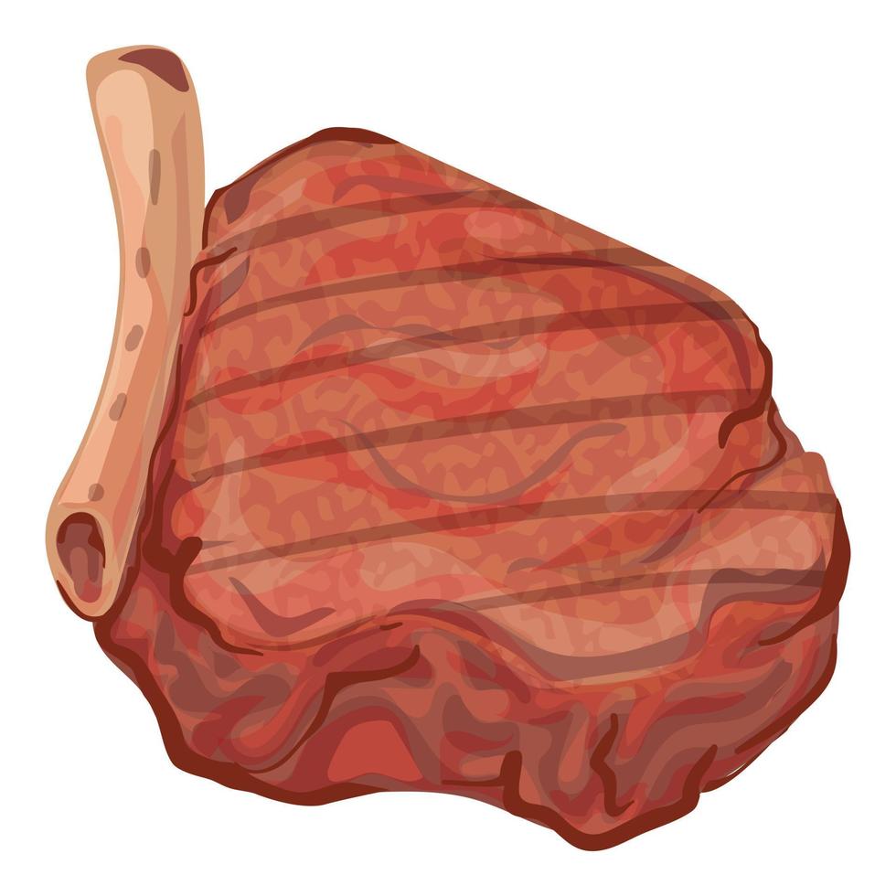 Pork steak icon, cartoon style vector