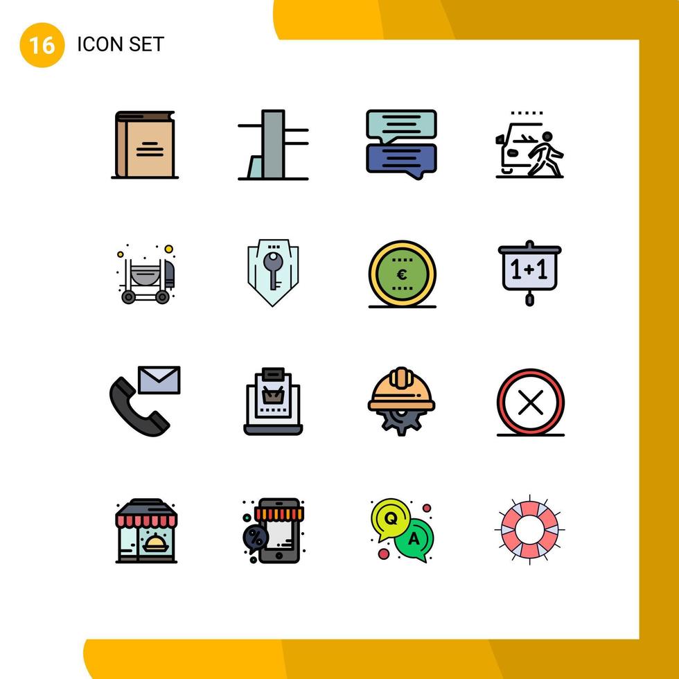 16 líneas rellenas de colores planos vectoriales temáticos y símbolos editables de mensajes de construcción de acceso elementos de diseño de vectores creativos editables para peatones concretos