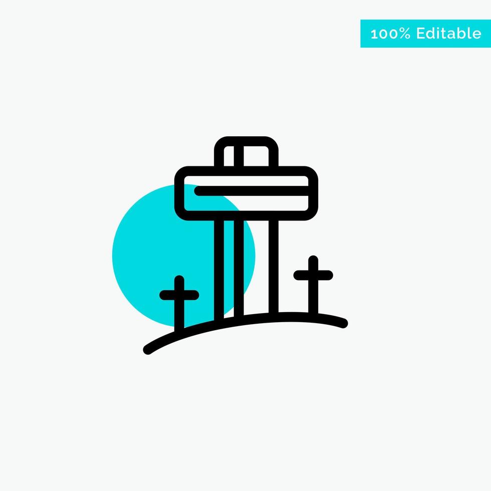 Celebration Christian Cross Easter turquoise highlight circle point Vector icon