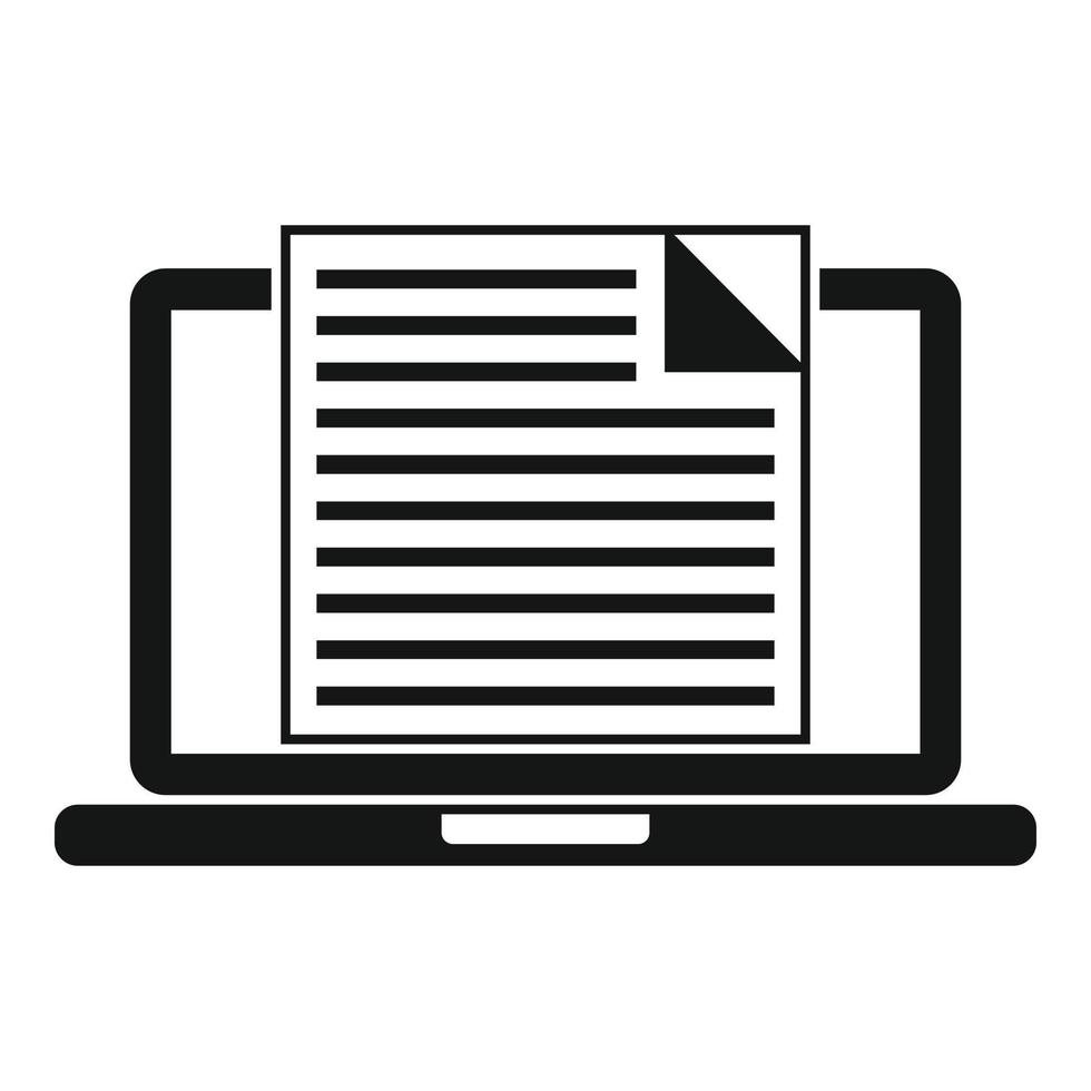 Laptop preparation exam icon, simple style vector