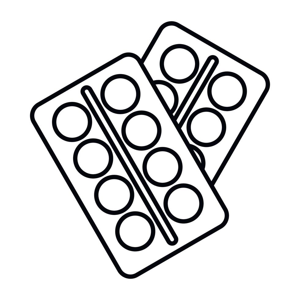 Pills in package icon, outline style vector